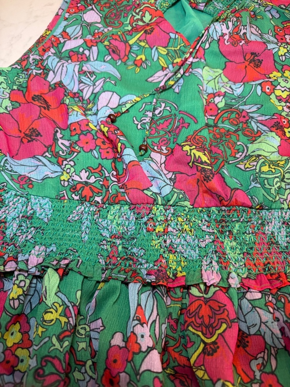 Roller Rabbit Ashbury‎ Floral Frida Maxi Dress Sleeveless Floral Green Sz Large - Picture 10 of 10